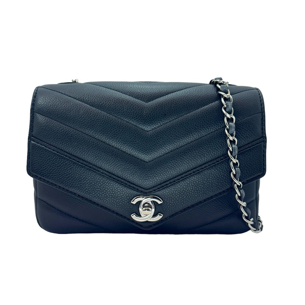 Auth Chanel Mini Rectangular Classic Black Chevron - image 1